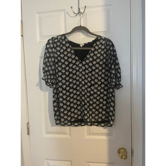 J.Crrew | Smocked crinkle puff-sleeve top | Medium - Picture 2 of 3